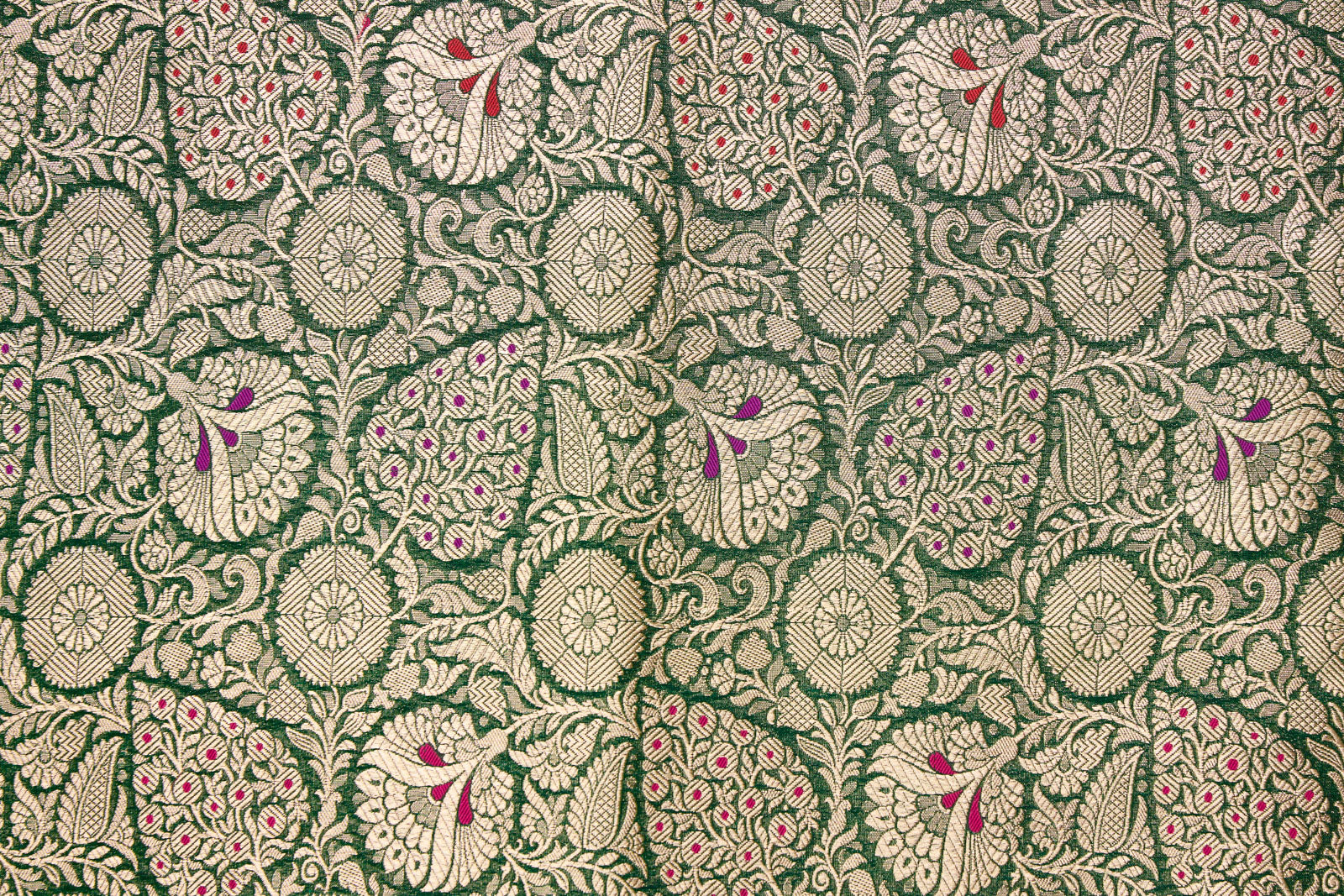 Bottle Green Handwoven Banarasi Brocade Fabric