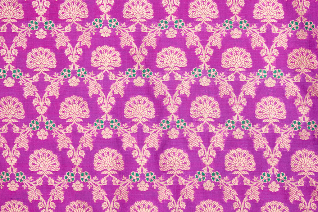 Magenta Pink Handwoven Banarasi Silk Fabric