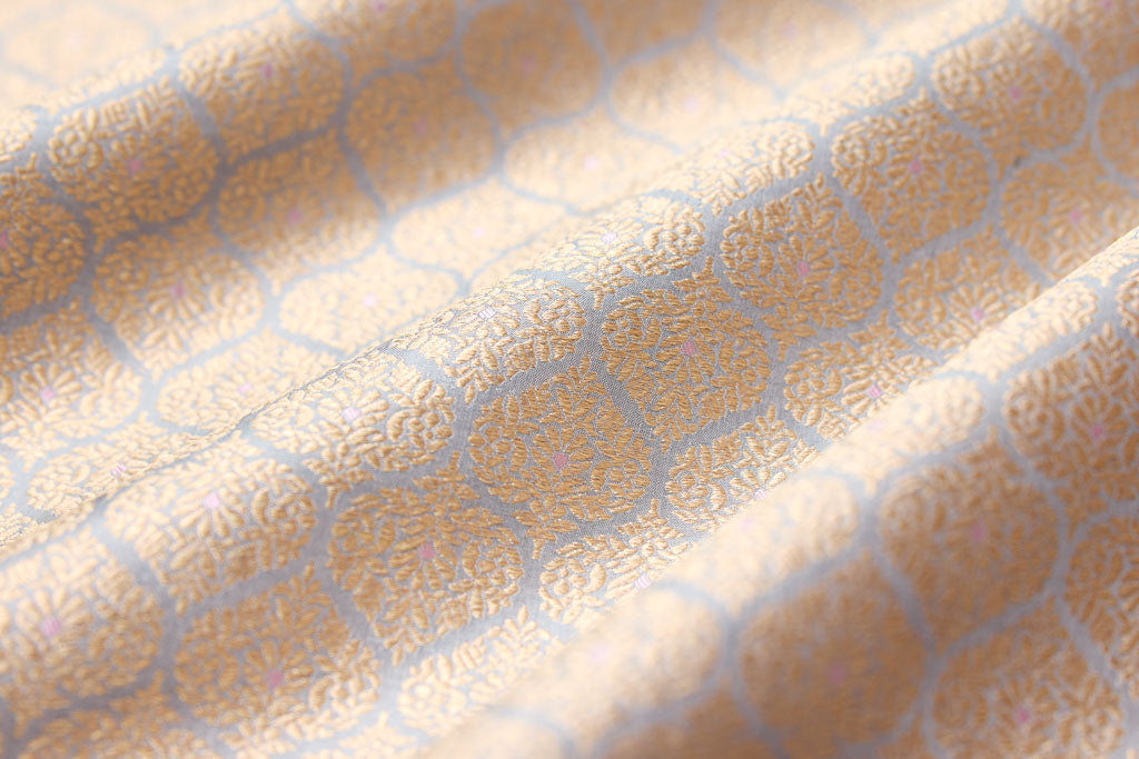 Grey Handwoven Banarasi Brocade Fabric