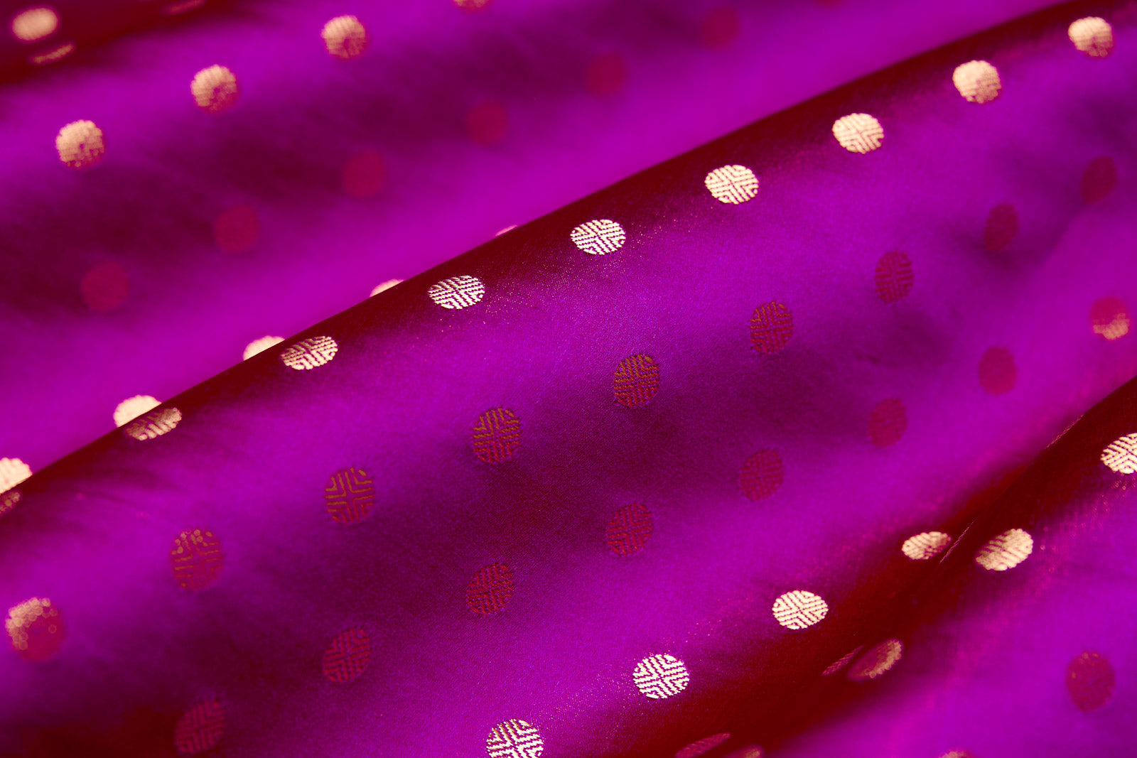 Magenta Pink Handwoven Banarasi Mashru Silk Fabric