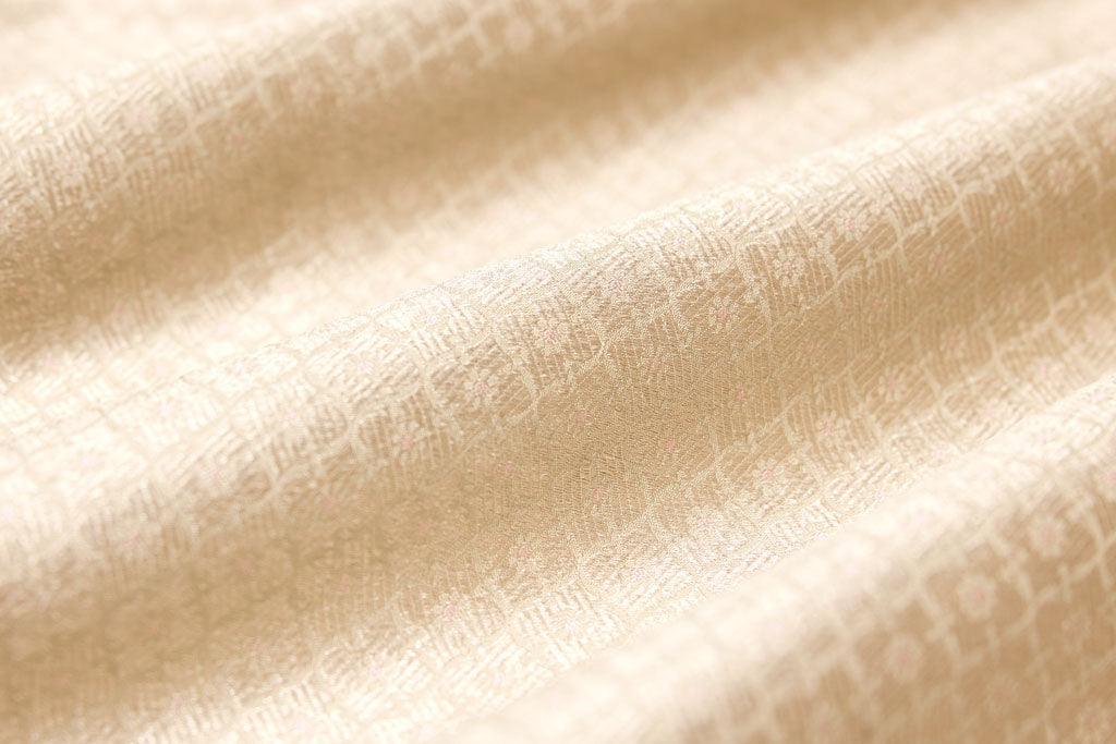 Beige Handwoven Banarasi Brocade Fabric