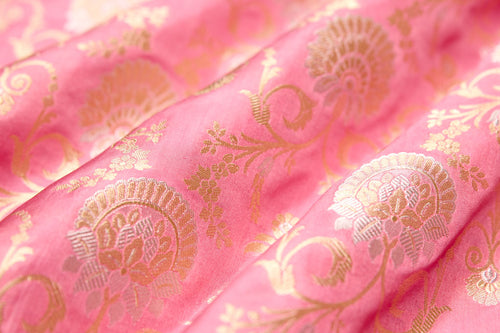 Pink Handwoven Banarasi Silk Fabric