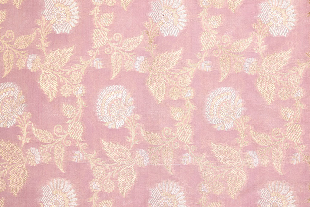 Baby Pink Handwoven Banarasi Silk Fabric