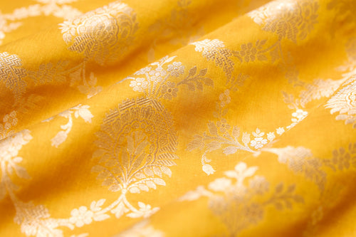Mustard Yellow Handwoven Banarasi Silk Fabric