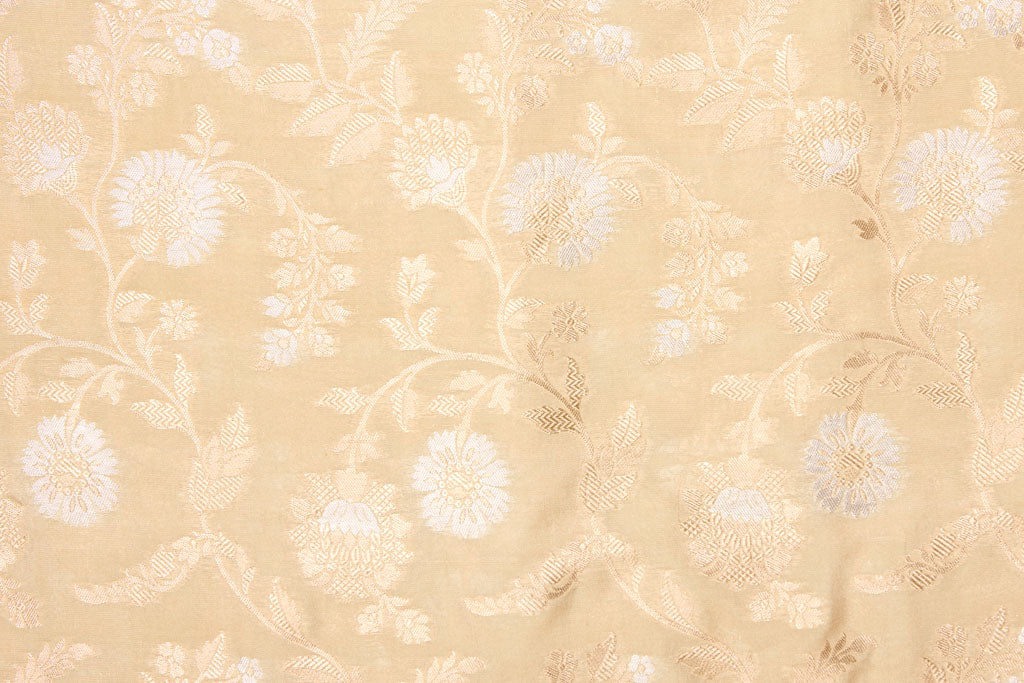 Beige Handwoven Banarasi Silk Fabric