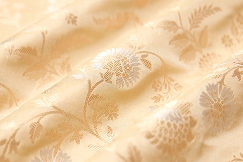 Beige Handwoven Banarasi Silk Fabric