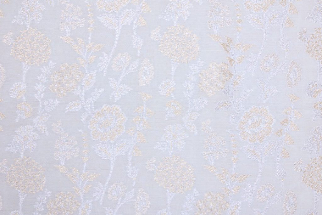 Off-White Handwoven Banarasi Moonga Silk Fabric