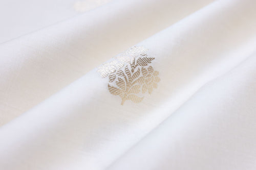 Off-White Handwoven Banarasi Chiniya Silk Fabric