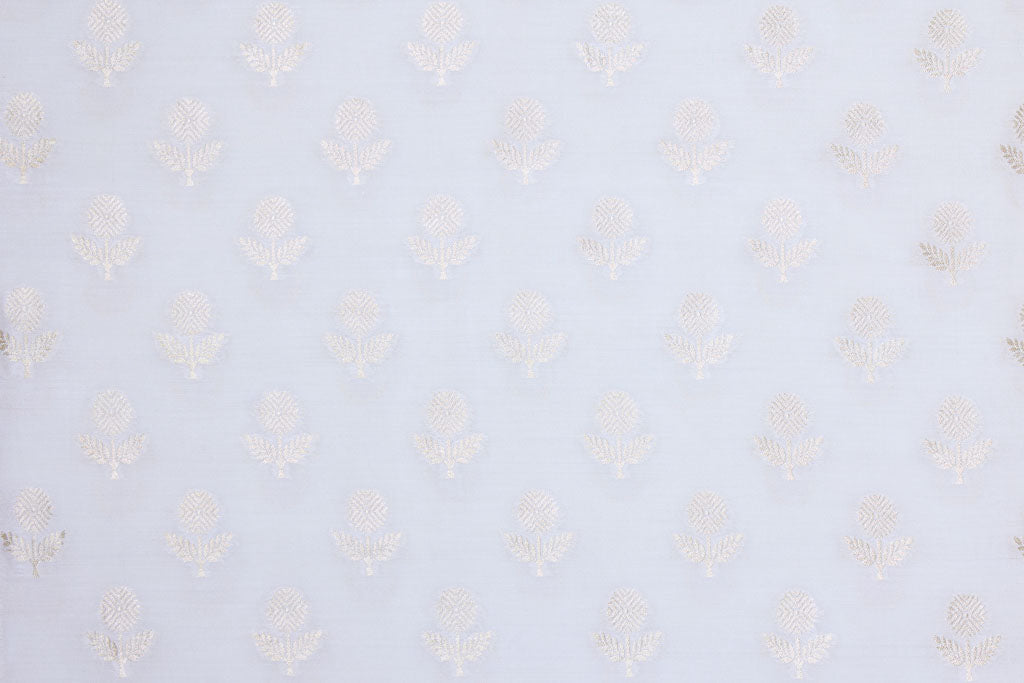 Off-White Handwoven Banarasi Moonga Silk Fabric