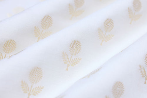 Off-White Handwoven Banarasi Moonga Silk Fabric