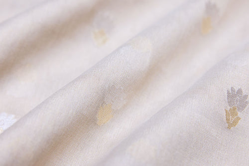 Beige Handwoven Banarasi Moonga Tissue Fabric