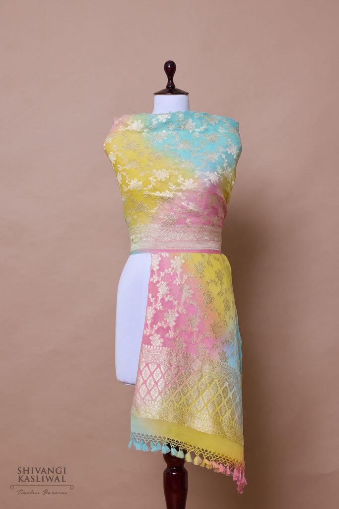 Multicolor Handwoven Banarasi Georgette Dupatta