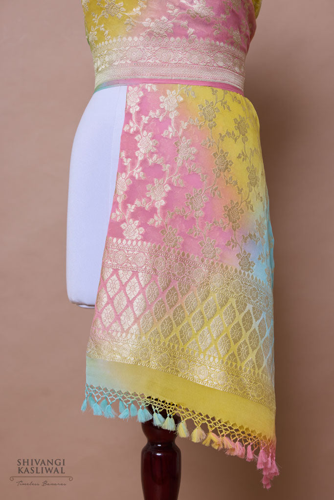 Multicolor Handwoven Banarasi Georgette Dupatta