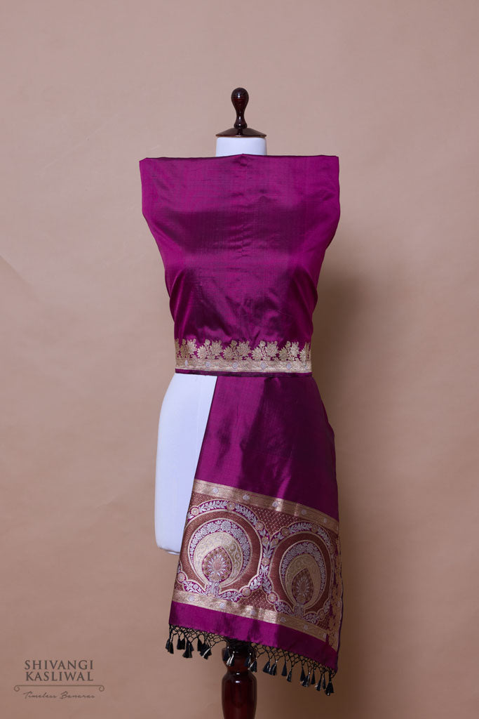 Magenta Pink Handwoven Banarasi Silk Dupatta