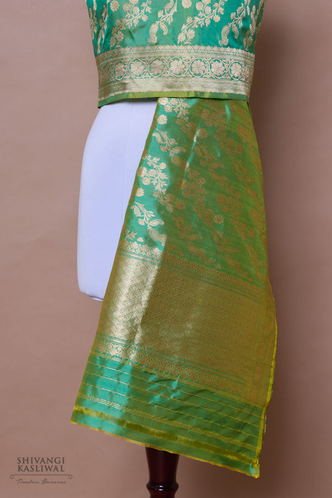 Green Dual Tone Handwoven Banarasi Silk Dupatta