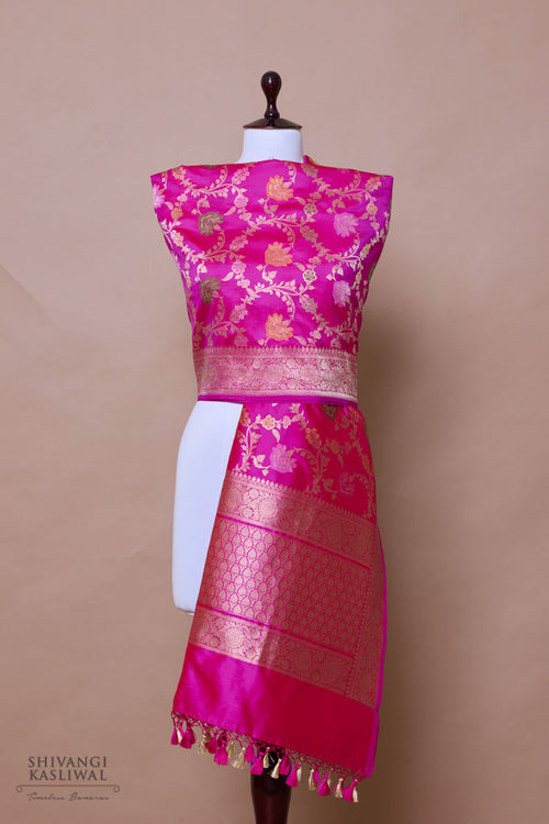 Rani Pink Handwoven Banarasi Silk Dupatta