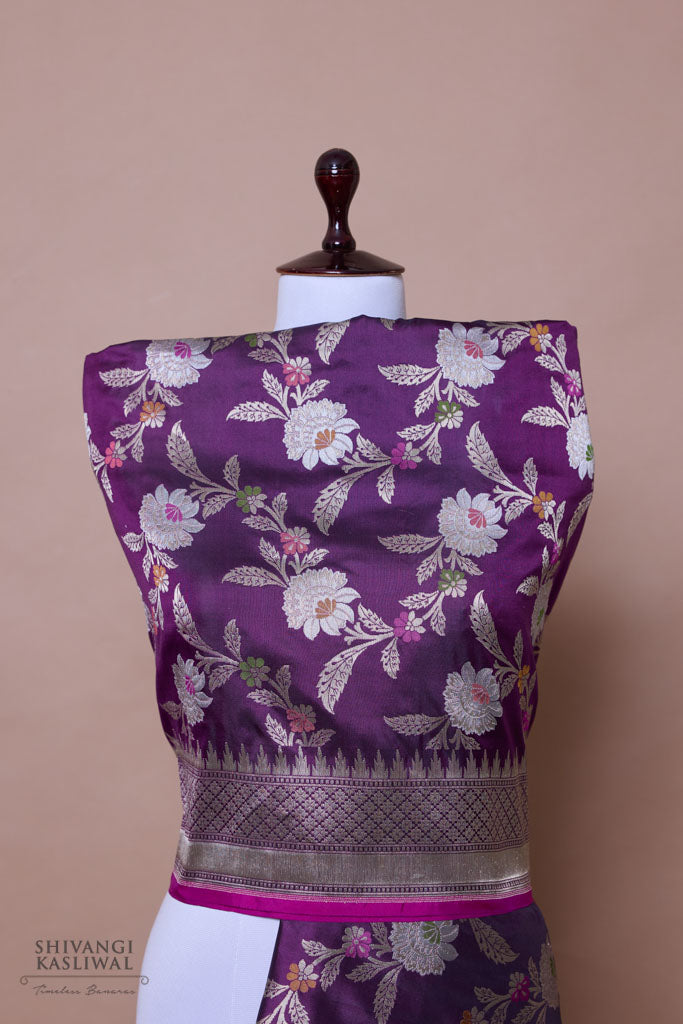 Purple Handwoven Banarasi Silk Dupatta