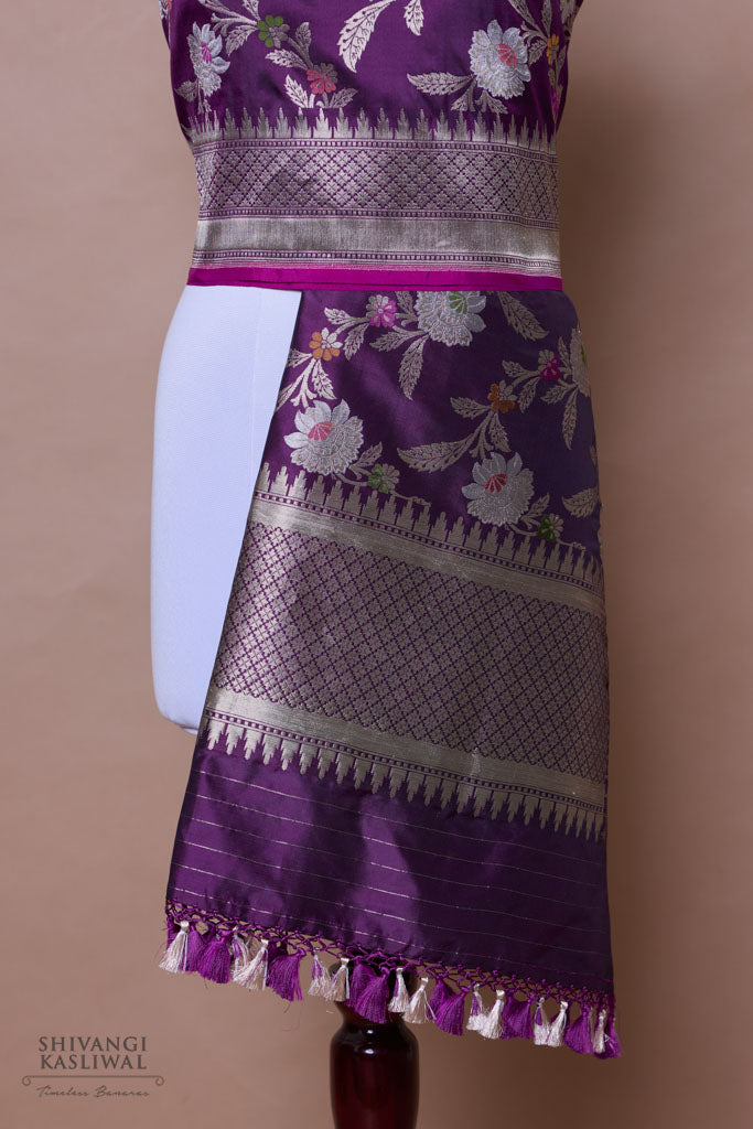Purple Handwoven Banarasi Silk Dupatta
