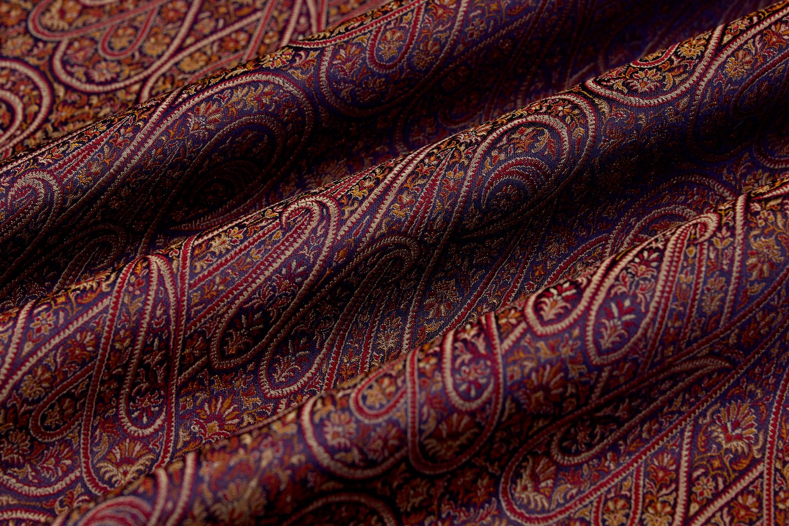 Purple Handwoven Tanchoi Silk Fabric