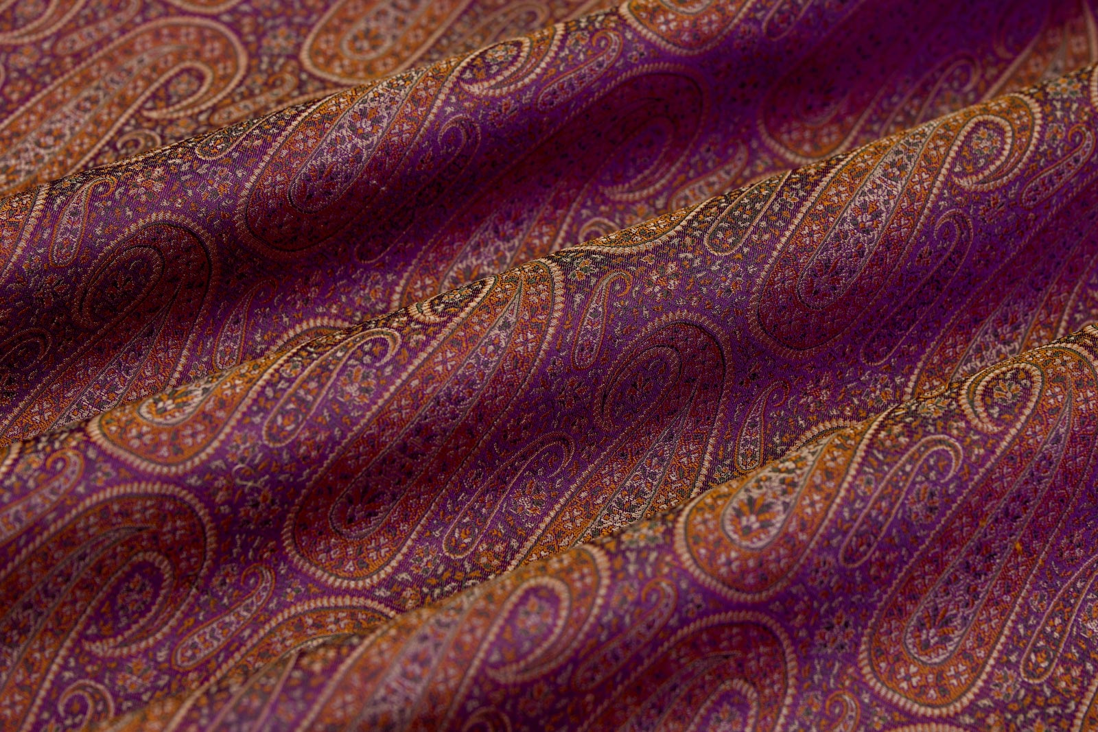 Purple Handwoven Tanchoi Silk Fabric