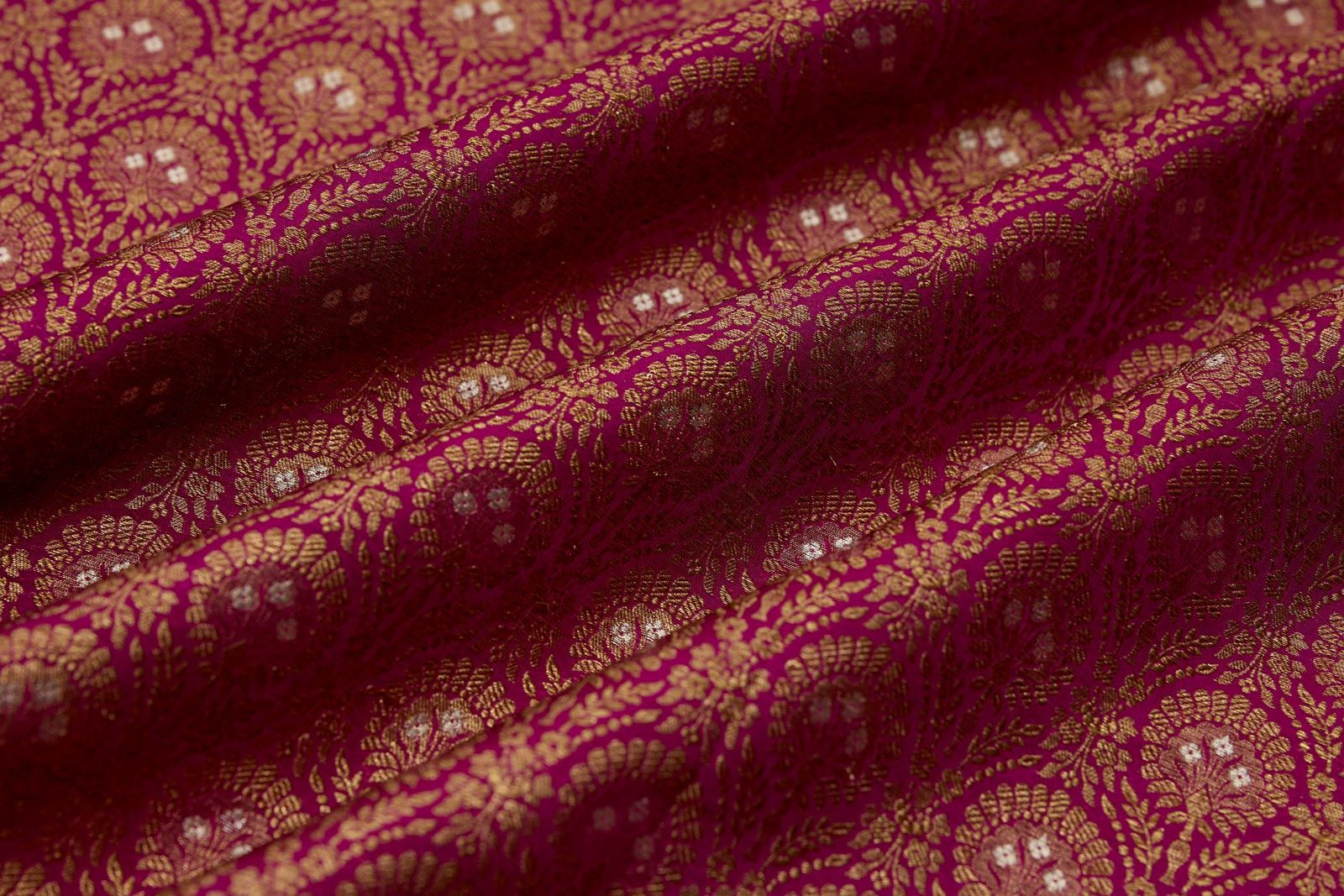 Magenta Pink Handwoven Banarasi Brocade Fabric