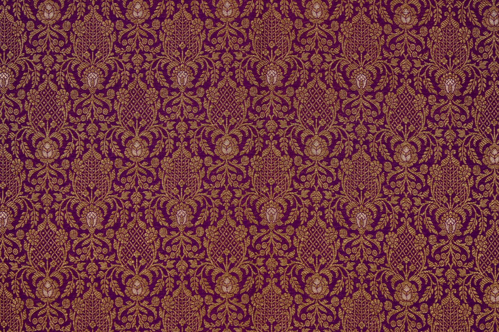 Purple Handwoven Banarasi Brocade Fabric