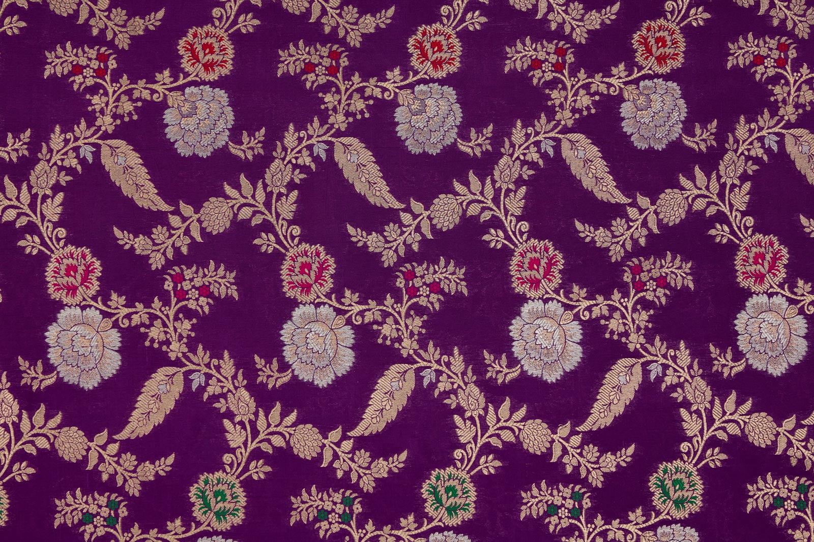 Purple Handwoven Banarasi Silk Fabric