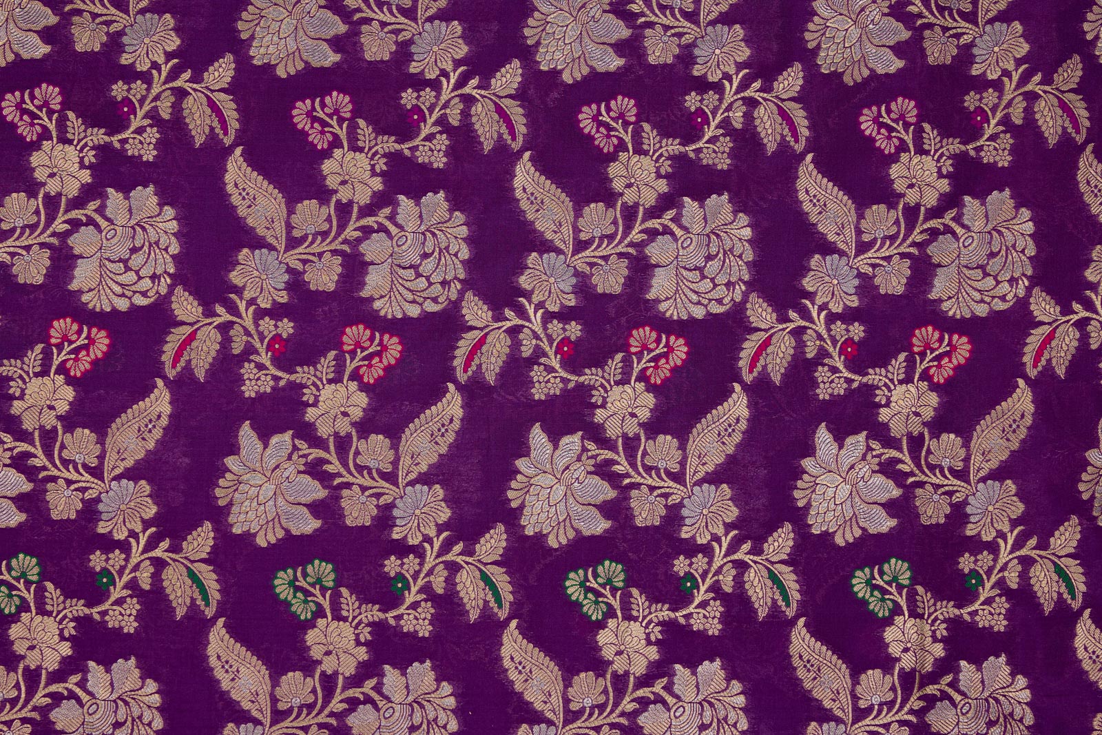 Purple Handwoven Banarasi Silk Fabric