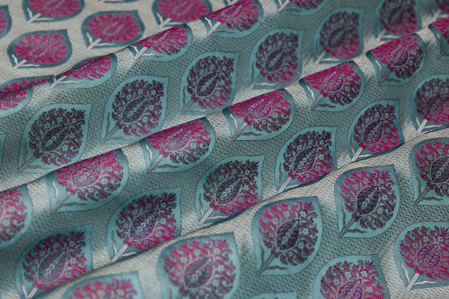 Blue Handwoven Banarasi Silk Fabric