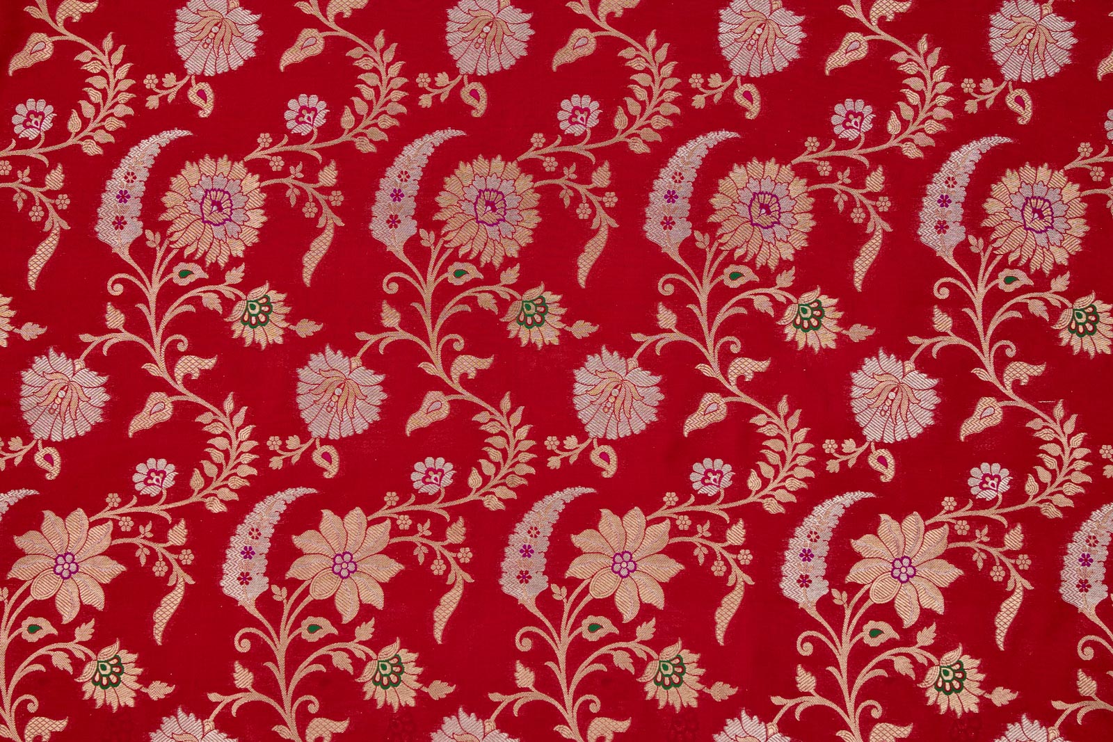 Red Handwoven Banarasi Silk Fabric