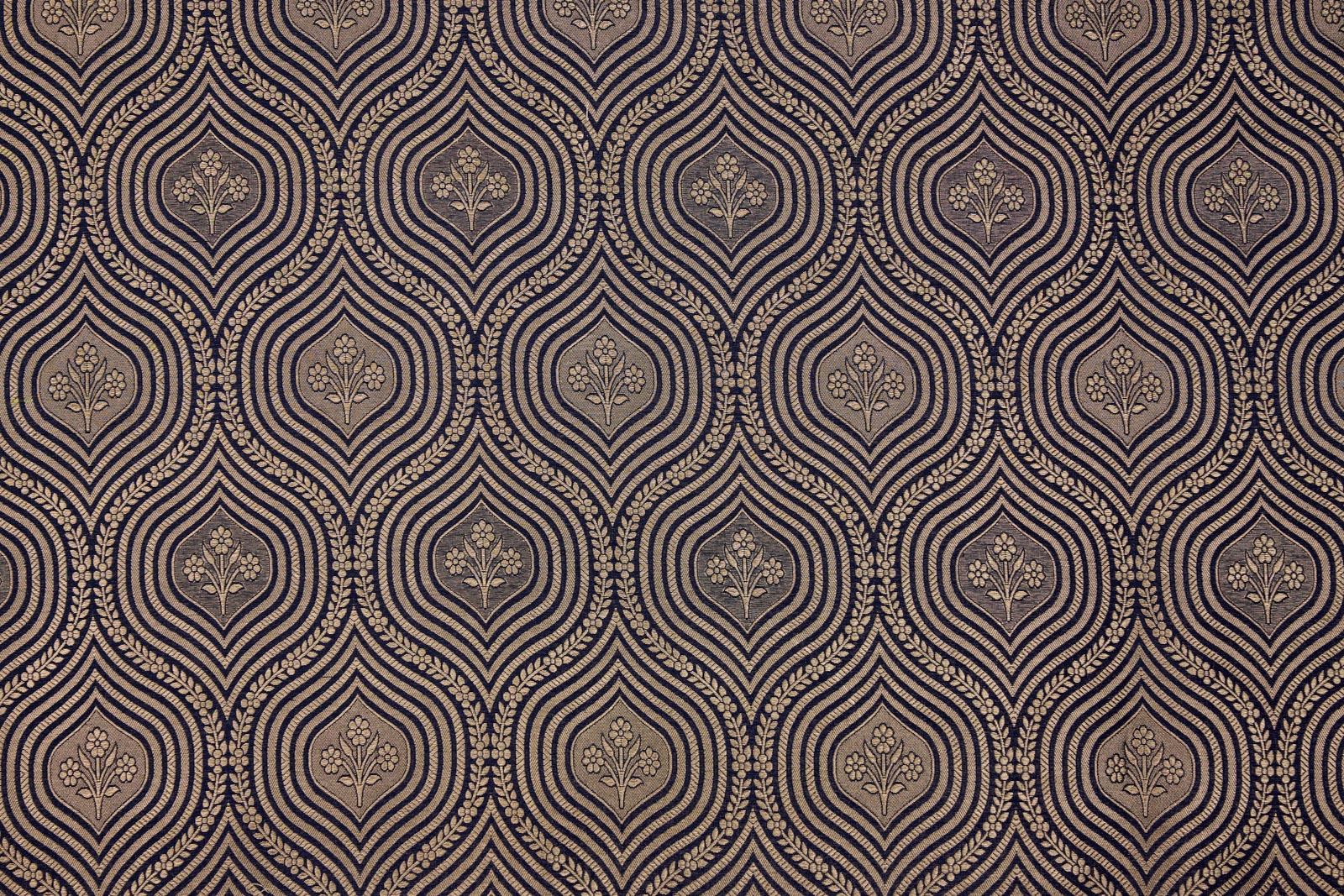 Navy Blue Handwoven Banarasi Brocade Fabric