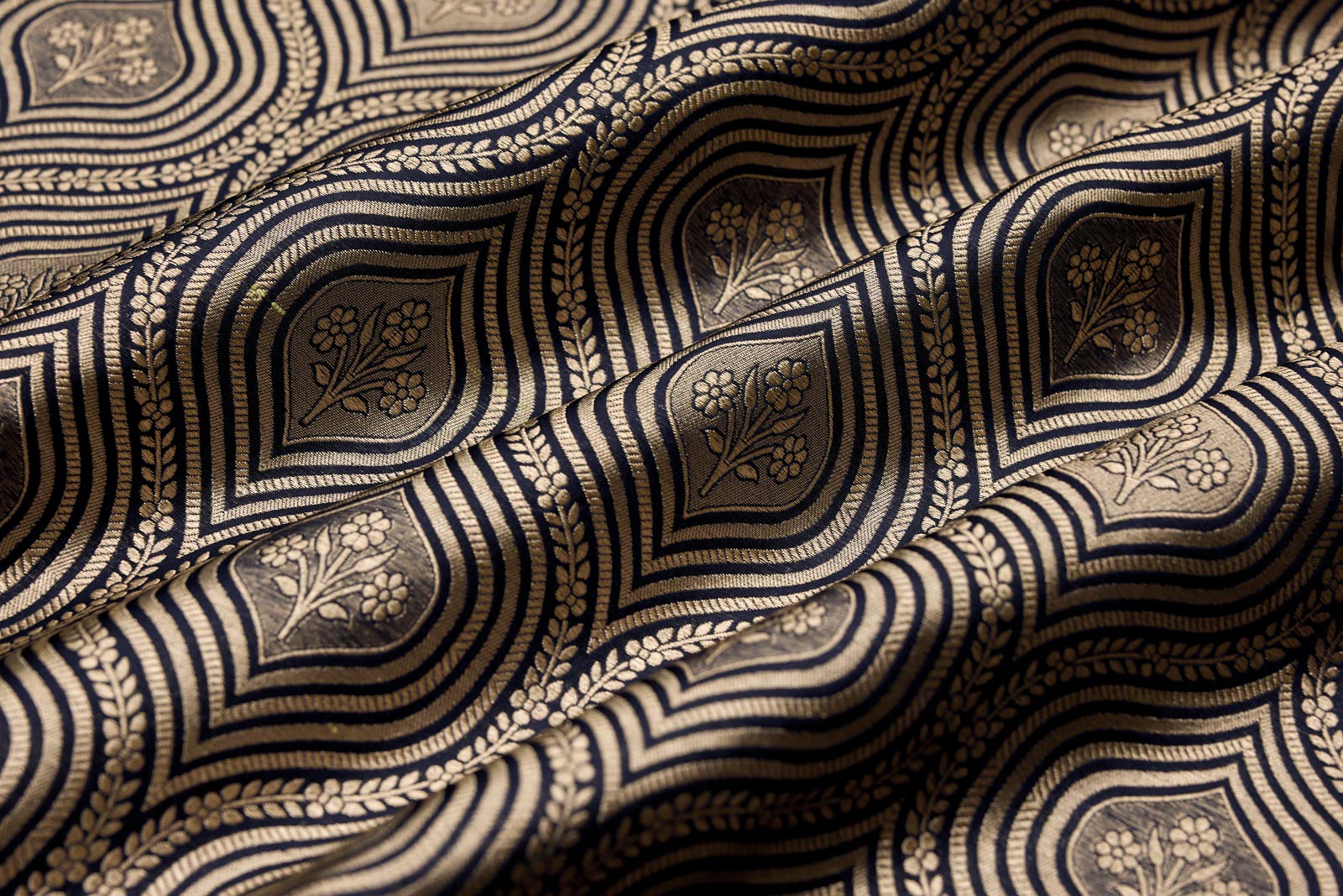 Black Handwoven Banarasi Brocade Fabric