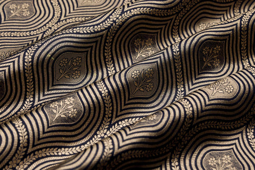 Black Handwoven Banarasi Brocade Fabric