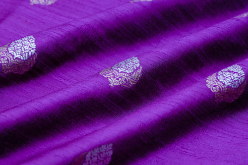 Magenta Purple Handwoven Banarasi Raw Silk Fabric