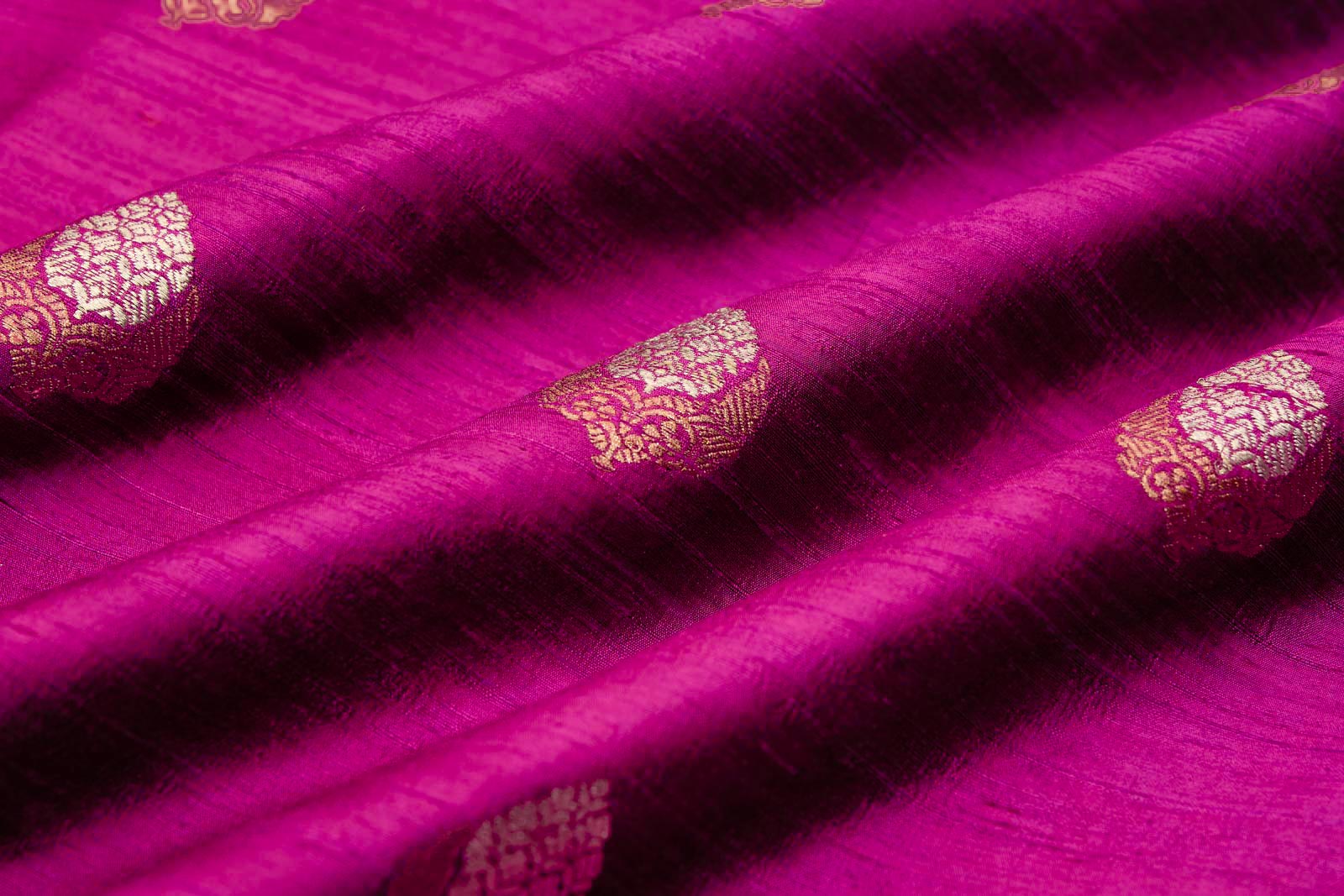 Fuchsia Pink Handwoven Banarasi Raw Silk Fabric
