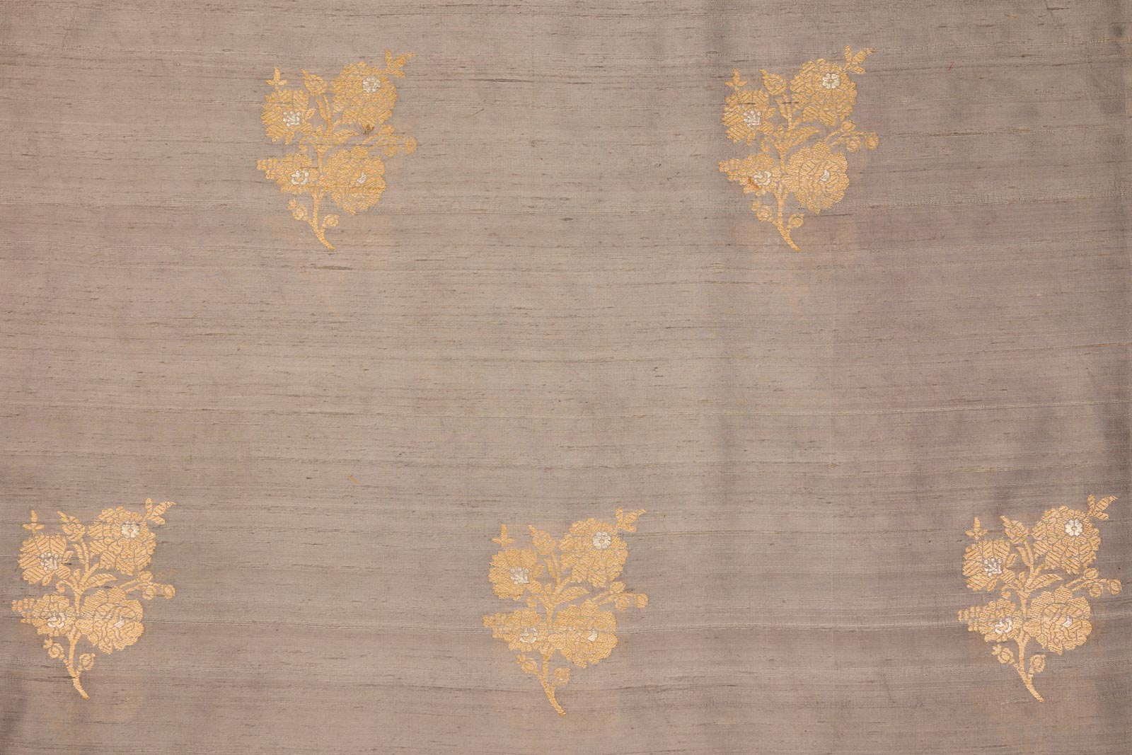 Grey Handwoven Banarasi Raw Silk Fabric