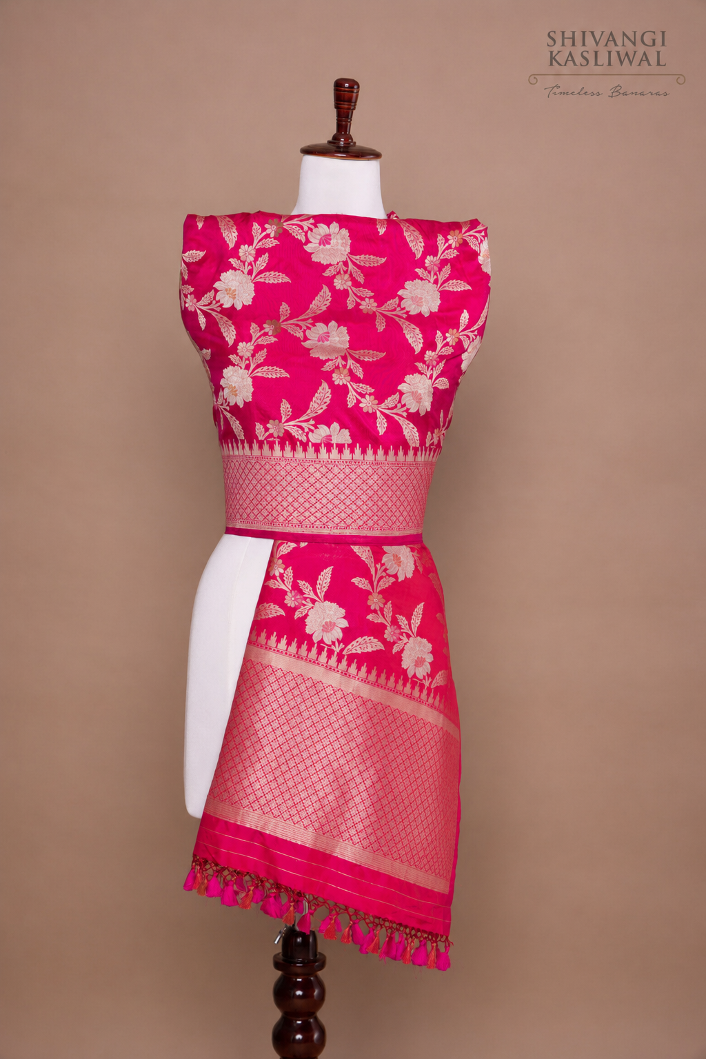 Pink Dual Tone Handwoven Banarasi Silk Dupatta