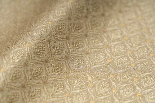 Beige Handwoven Banarasi Tussar Moonga Silk Fabric