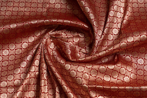 Maroon Handwoven Banarasi Brocade Fabric