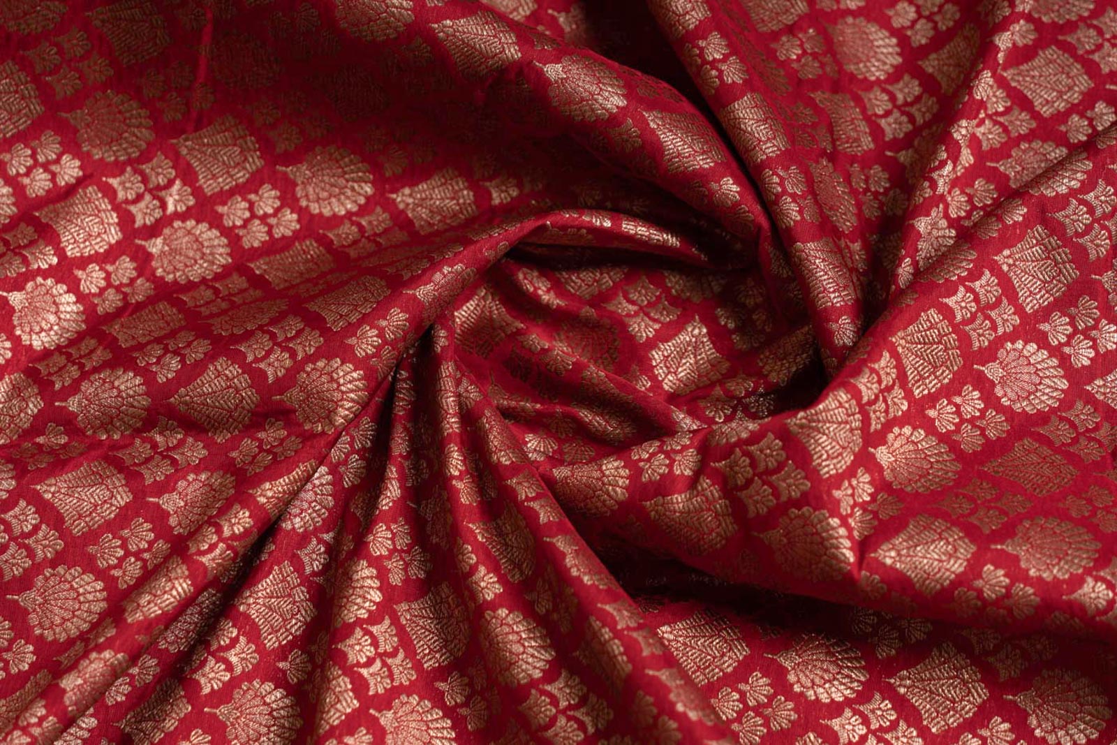 Red Handwoven Banarasi Brocade Fabric