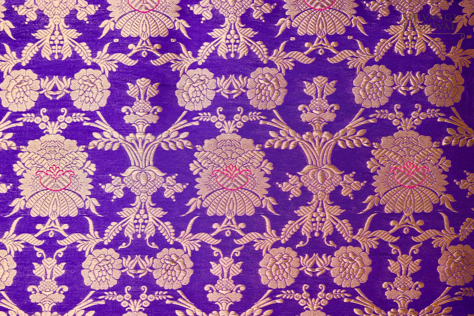Purple Handwoven Banarasi Brocade Fabric
