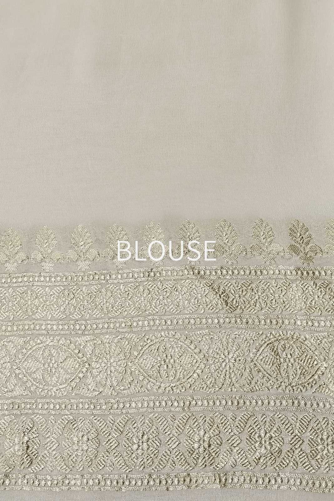 Ivory Handwoven Banarasi Georgette Saree