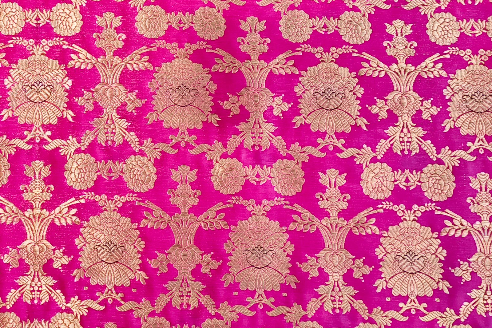 Rani Pink Handwoven Banarasi Silk Fabric