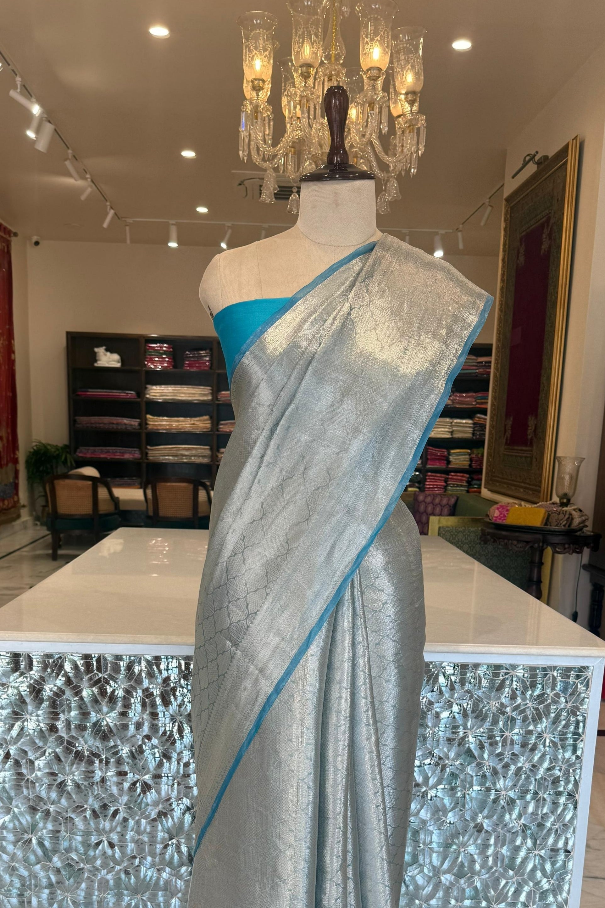 Blue Handwoven Banarasi Tissue Silk Saree