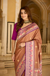 Brown Handwoven Banarasi Kadhua Silk Saree