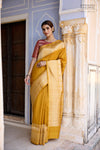 Mustard Yellow Handwoven Banarasi Kadhua Silk Saree