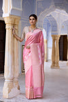 Baby Pink Handwoven Banarasi Kadhua Silk Saree