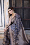 Grey Handwoven Banarasi Silk Saree