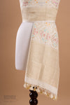 Off-White Handwoven Banarasi Moonga Dupatta