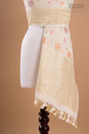 Off-White Handwoven Banarasi Moonga Dupatta